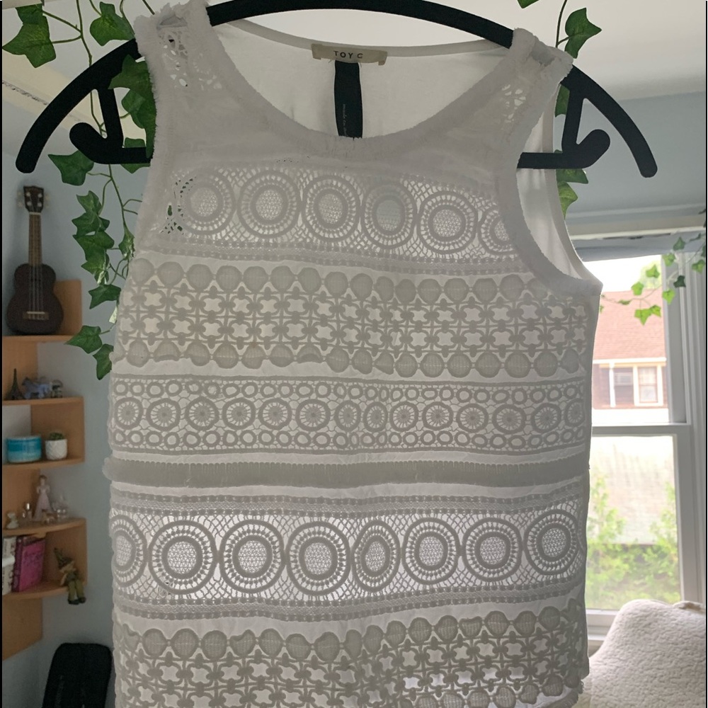 White Embroidery Short Tank